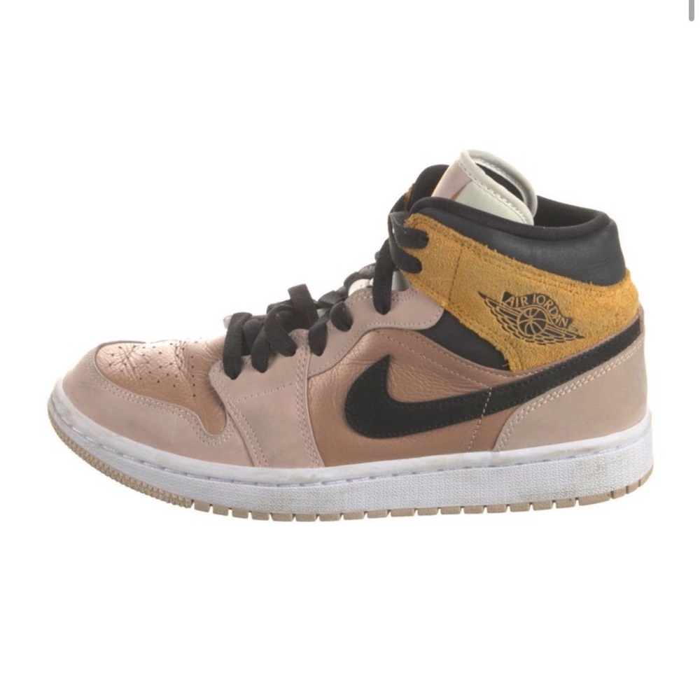$25 Nike Air Jordan 1 Mid Metallic Rose Gold and Black with Gold Suede - Picture 5 of 5